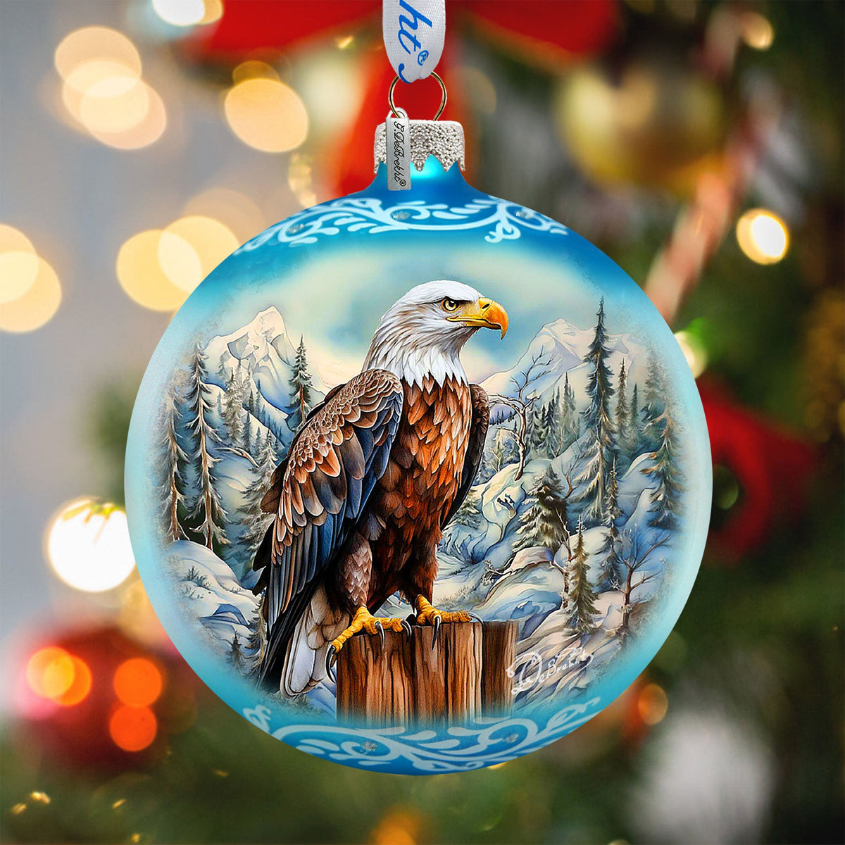 Alaska Bald Eagle Glass Ornament – Handcrafted Mercury Glass Ornament - Wildlife Holiday Decor by G. DeBrekht - 73402