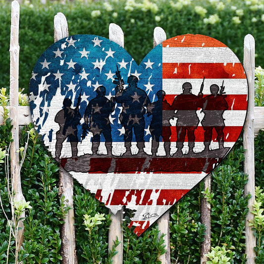 USA Military Heart Holiday Door Decor - American Christmas Decor - 8187130H