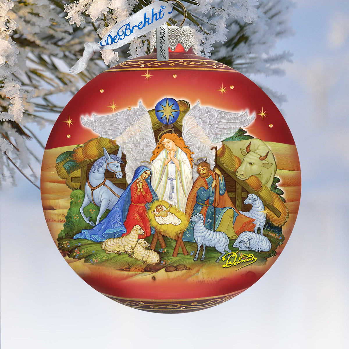 Guarding Light Nativity Glass Ornament Limited Edition by G. DeBrekht - Inspirational Nativity Décor - 73860-2