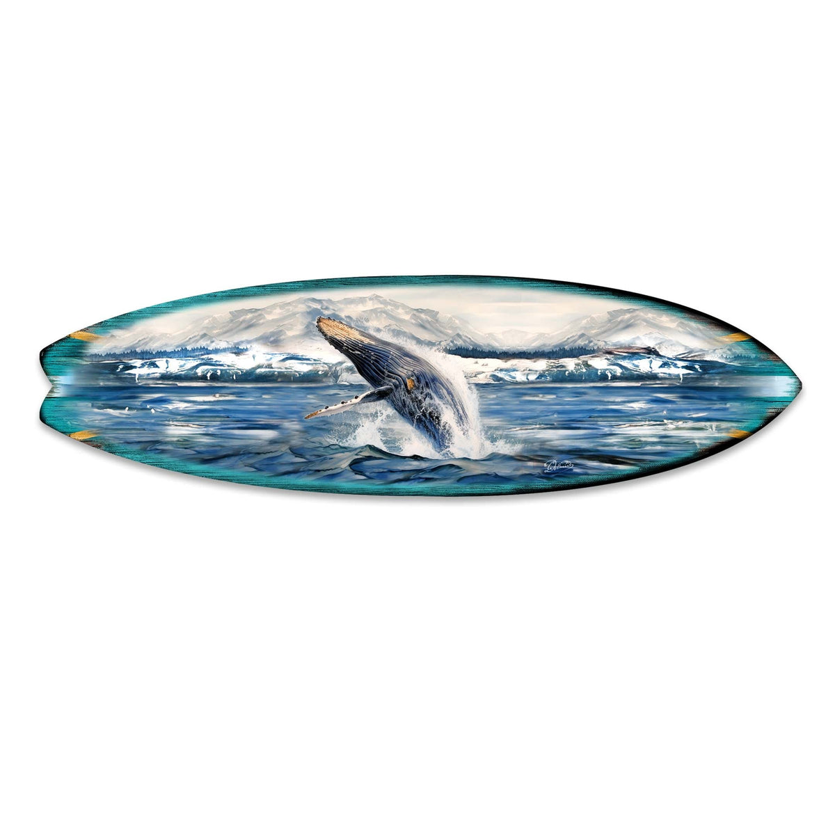 Humpback Harmony Surfboard Coastal Wall Art by G. DeBrekht - Coastal Holiday Decor - 8490119HS