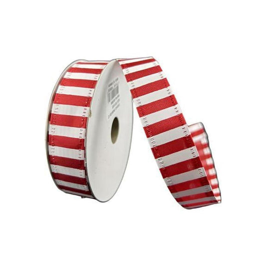 7/8" Peppermint Stripe Ribbon: Red (10 Yards)