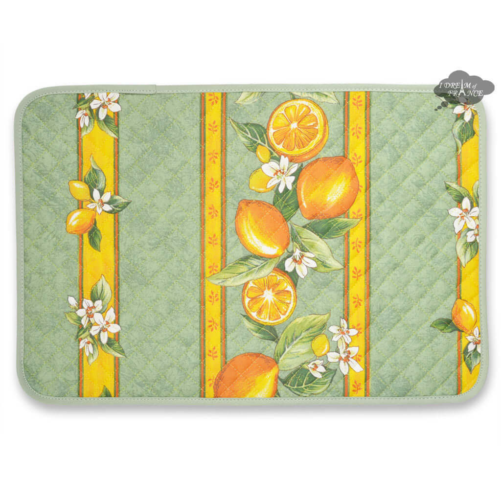 French Provencal placemat - Cotton - Lemons green - Tissus Toselli