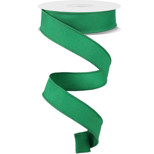 7/8" Diagonal Weave Ribbon: Emerald Green (10 Yards)