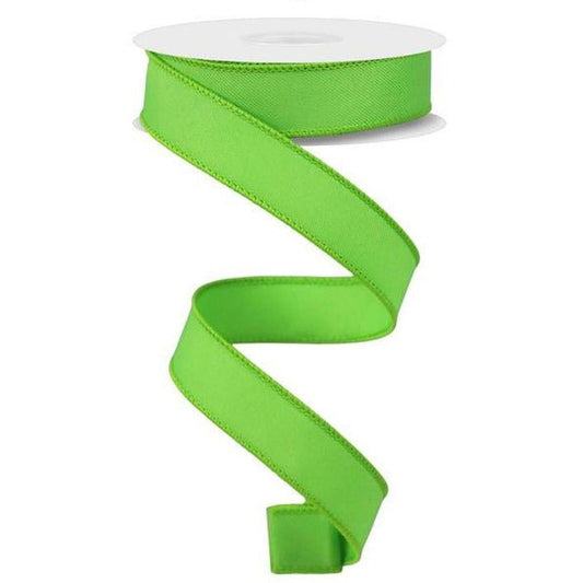 7/8" Diagonal Weave Ribbon: Lime Green  (10 Yards)