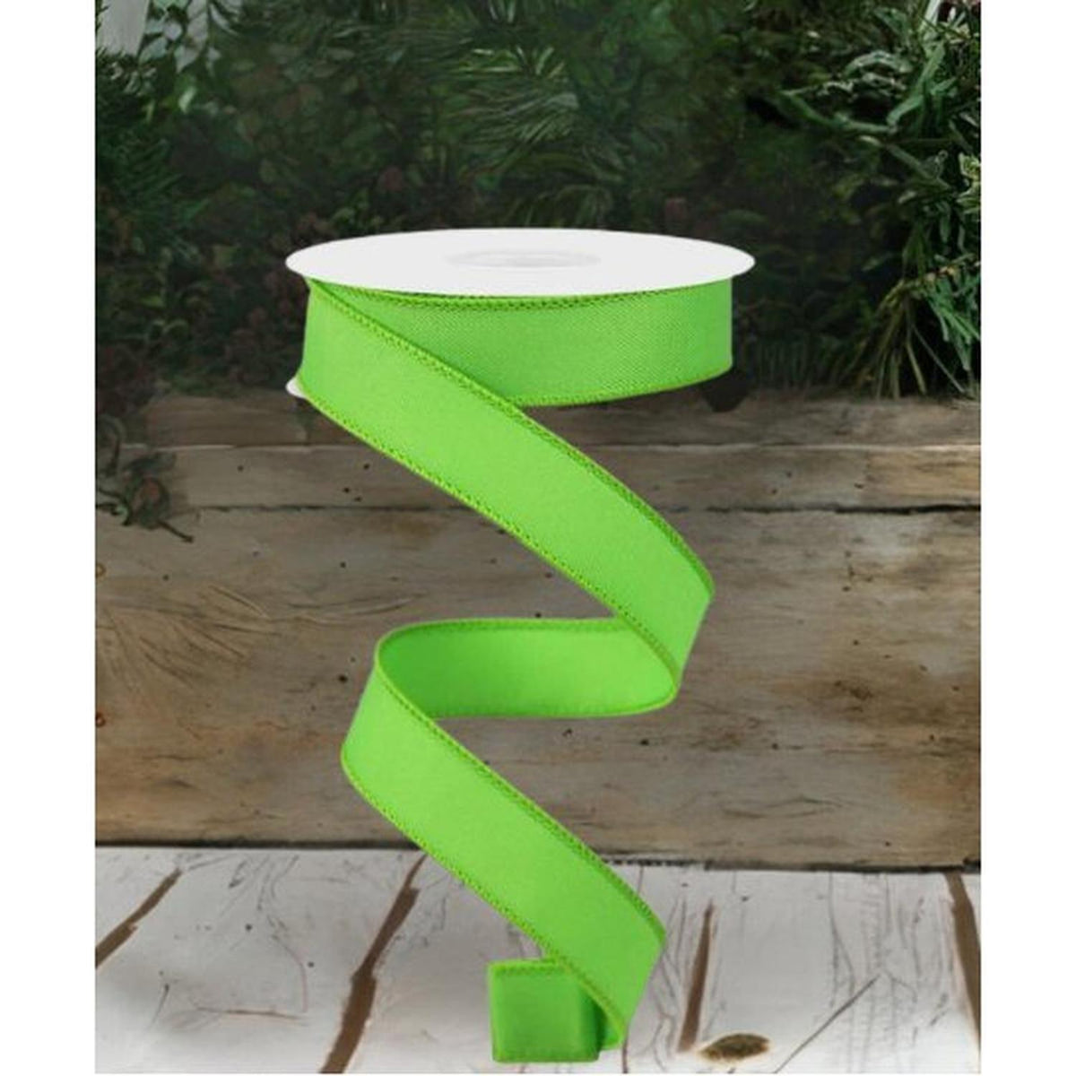 7/8" Diagonal Weave Ribbon: Lime Green  (10 Yards)