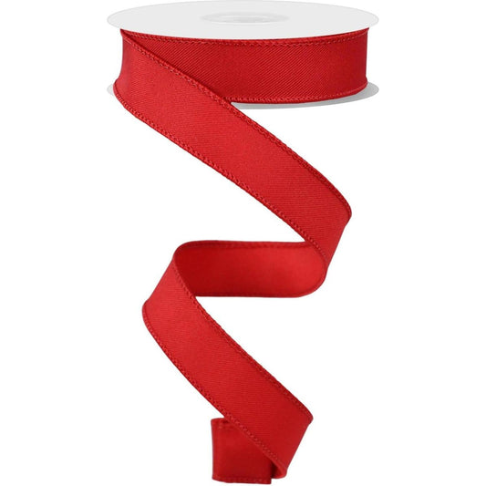 7/8" Diagonal Weave Ribbon: Red (10 Yards)