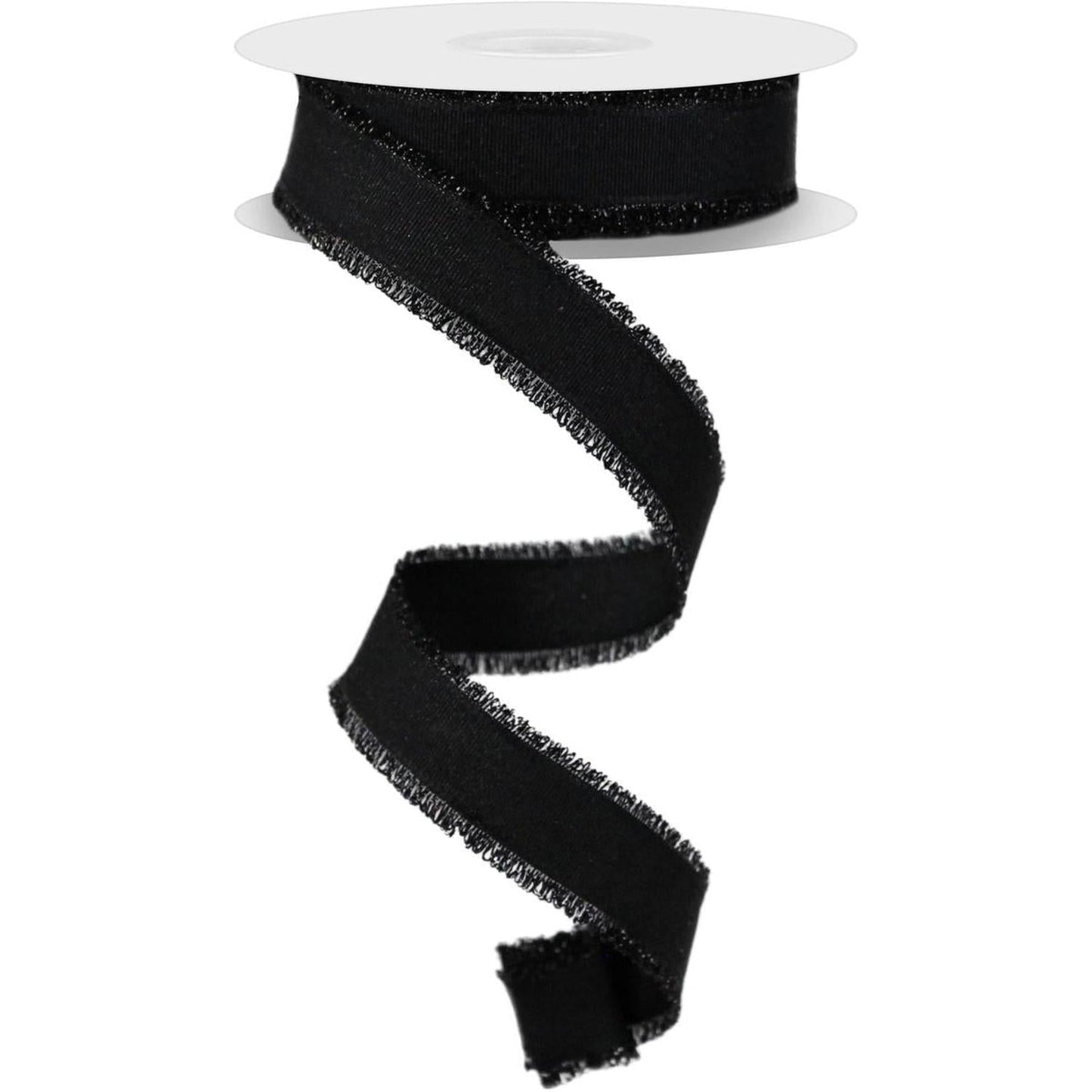 7/8" Fuzzy Edge Ribbon: Black (10 Yards)