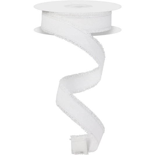 7/8" Fuzzy Edge Ribbon: White (10 Yards)