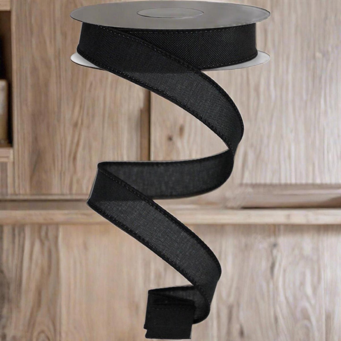 7/8" Royal Canvas Ribbon: Black (10 Yards)