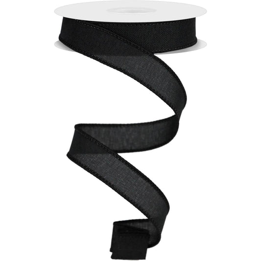 7/8" Royal Canvas Ribbon: Black (10 Yards)