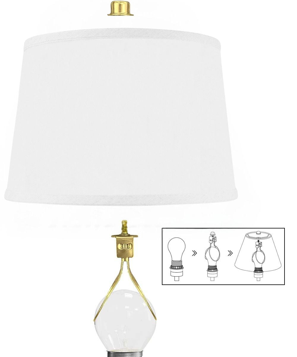 10x12x8" CLIP-ON FITTER Hardback Shallow Drum Lamp Shade White Linen