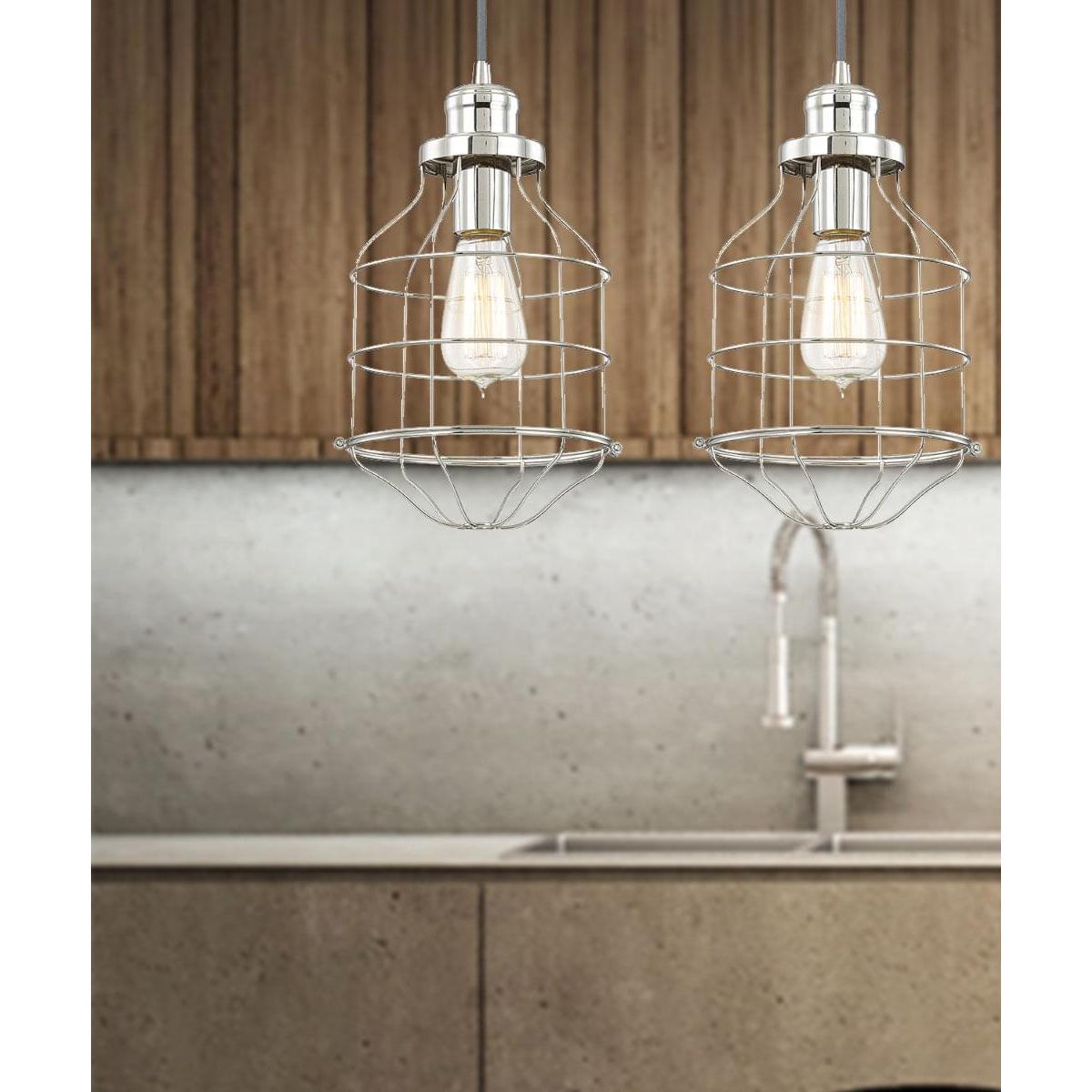 7.5"W Daudin 1-Light Pendant Polished Nickel