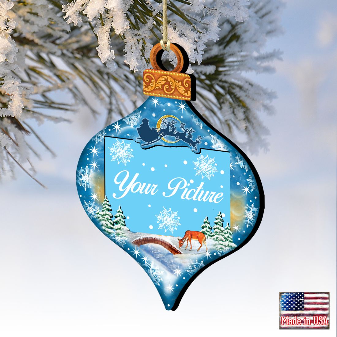 Coastal Drop Picture Frame Ornaments - Ornament for Photo - Coastal Holiday Decor - 8112182PF