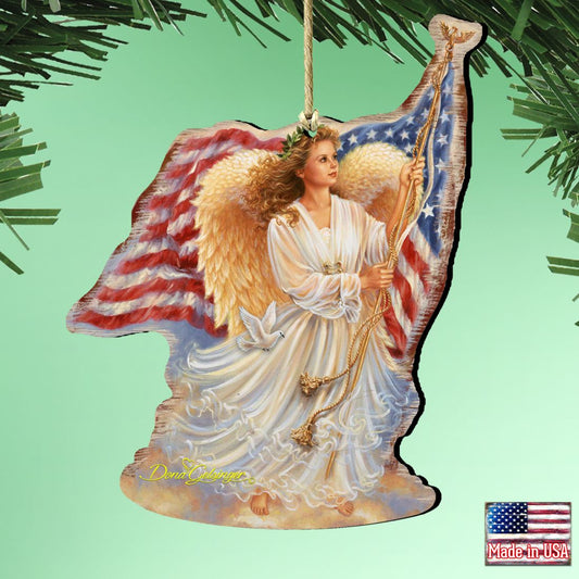 American Angel Wooden Ornaments by Gelsinger - American Christmas Decor - 8161021-0107