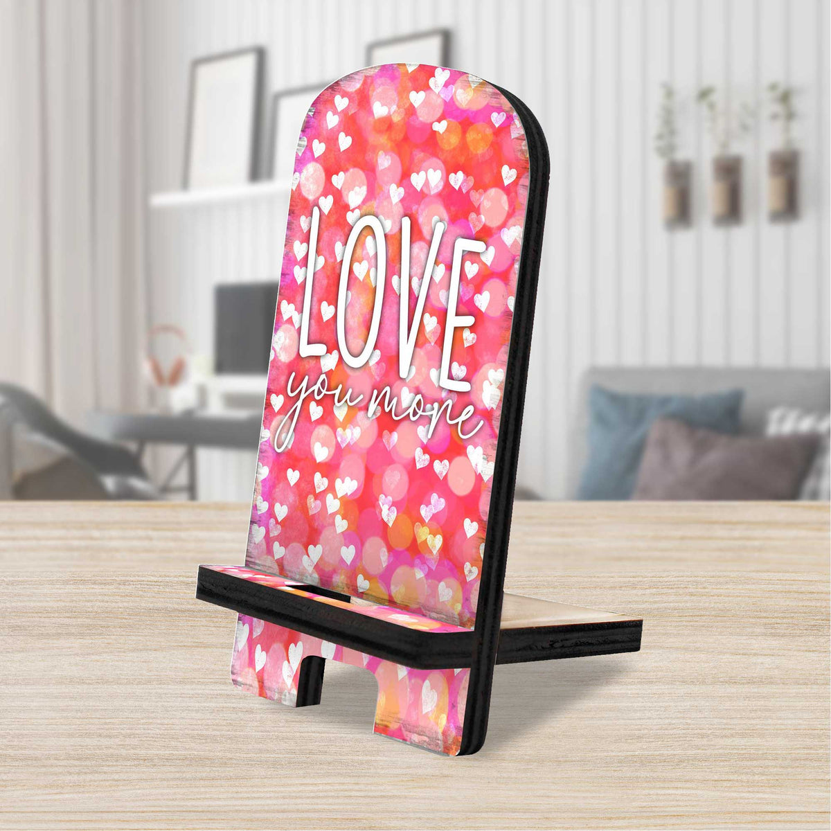 Love You More Cell Phone Stand Family Decor Wood Mobile Tablet Holder Charging Station Organizer - 892063