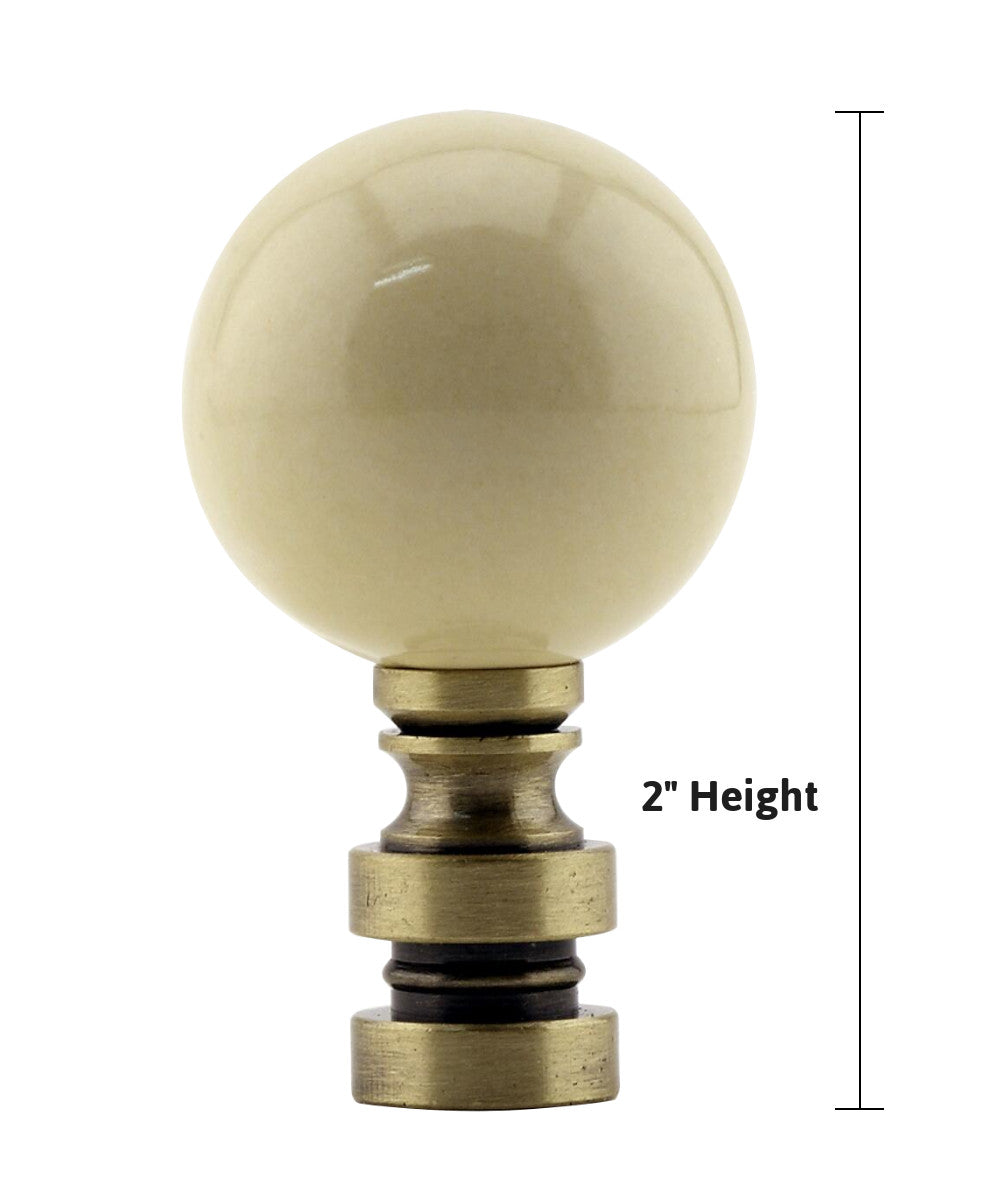 Ceramic 35mm Ivory Ball Ceiling Fan Pull, 2"h with 12" Antiqued Brass Chain