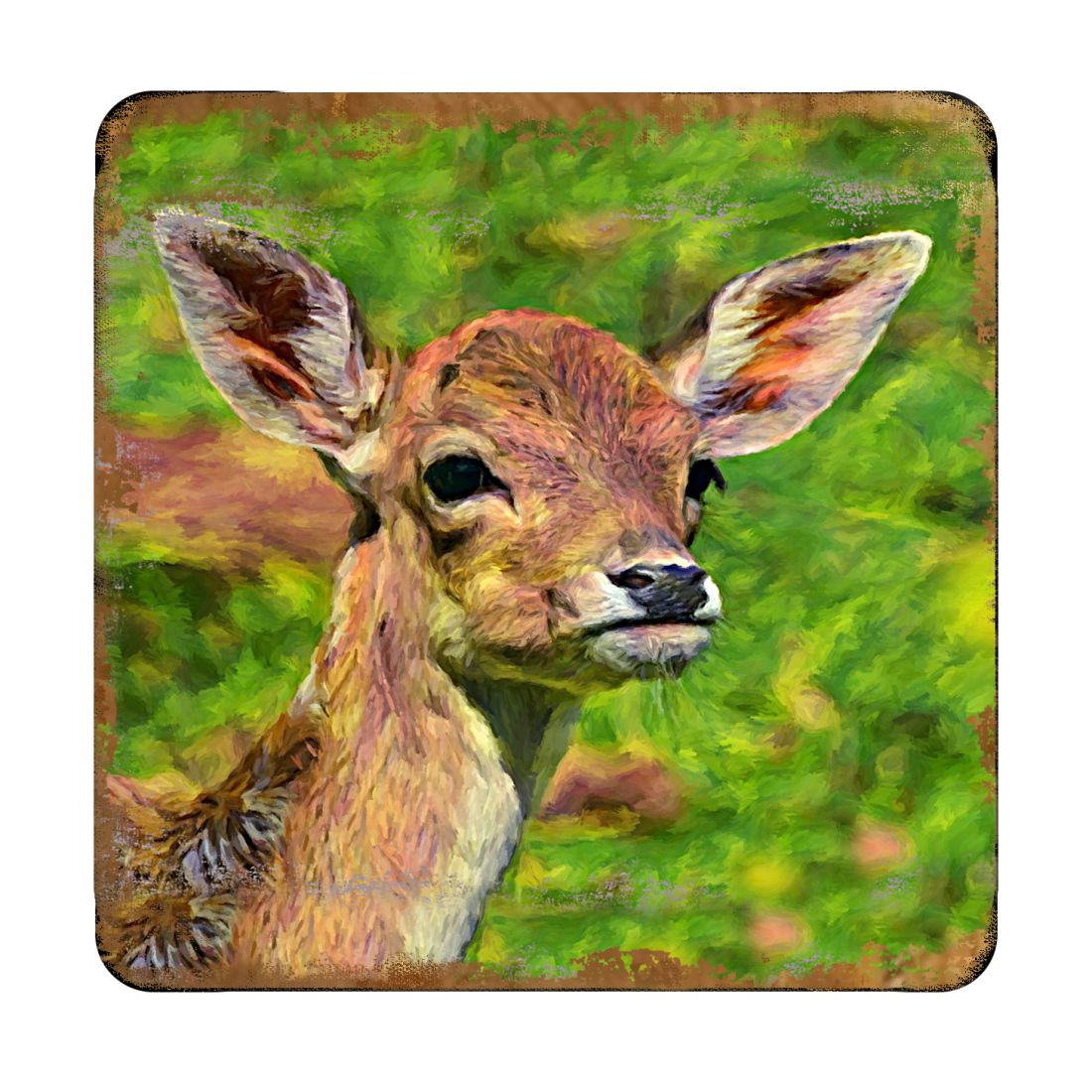 Deer Face Wooden Cork Coasters Gift Set of 4 by Nature Wonders - Nature Wildlife Decor  - 95288C-S4