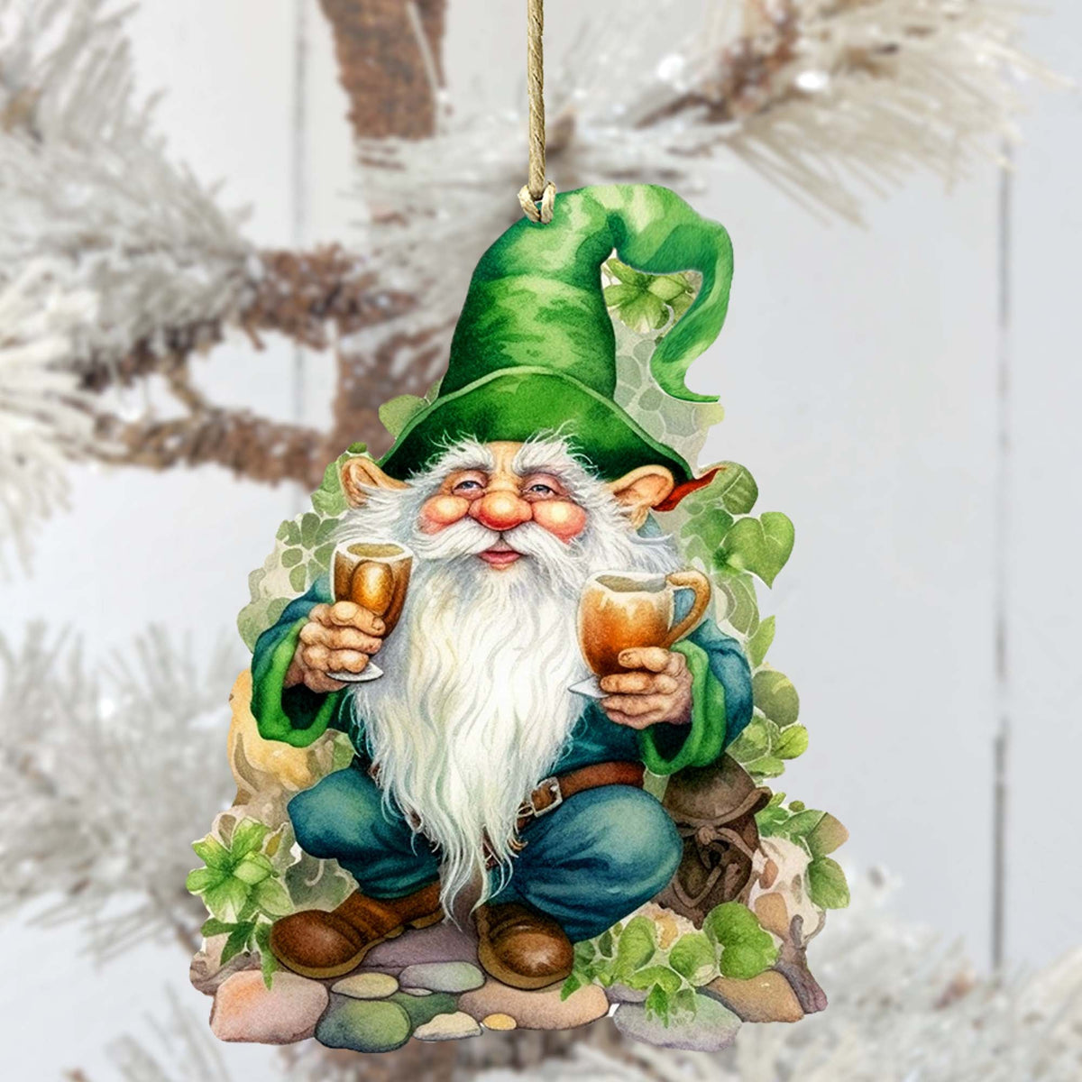 Lucky Leprechaun Wooden Ornaments by G. DeBrekht Easter Spring Decor - 8652778