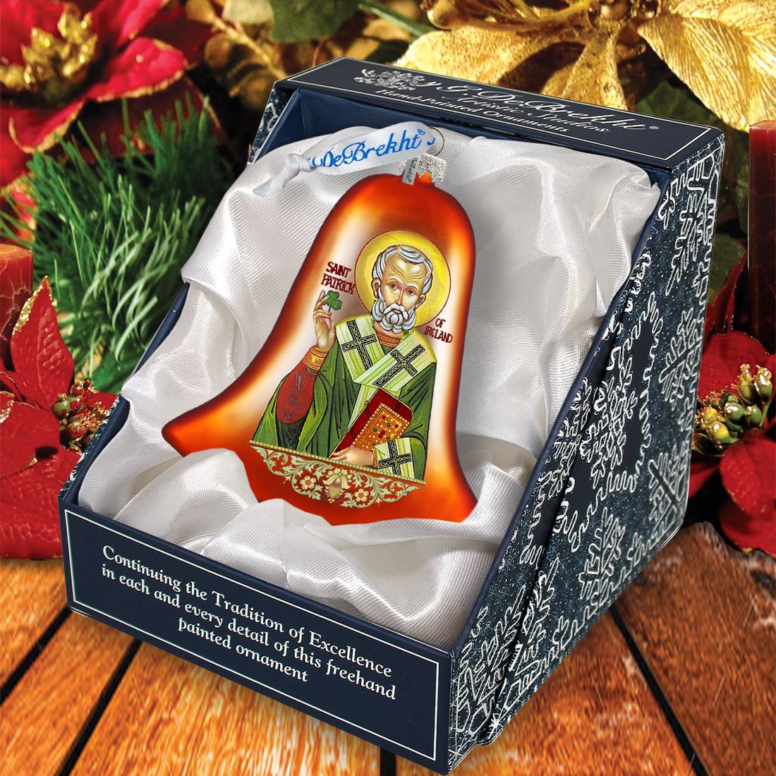 Saint Patrick Glass Ornament by G. DeBrekht - Celtic Decor - 752-060