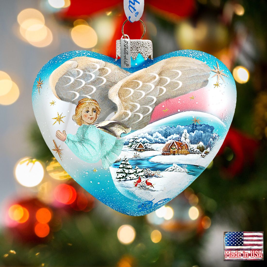 Angels Glass Ornament Set of 3 by G. DeBrekht - Nativity Holiday Decor - 73160-B3