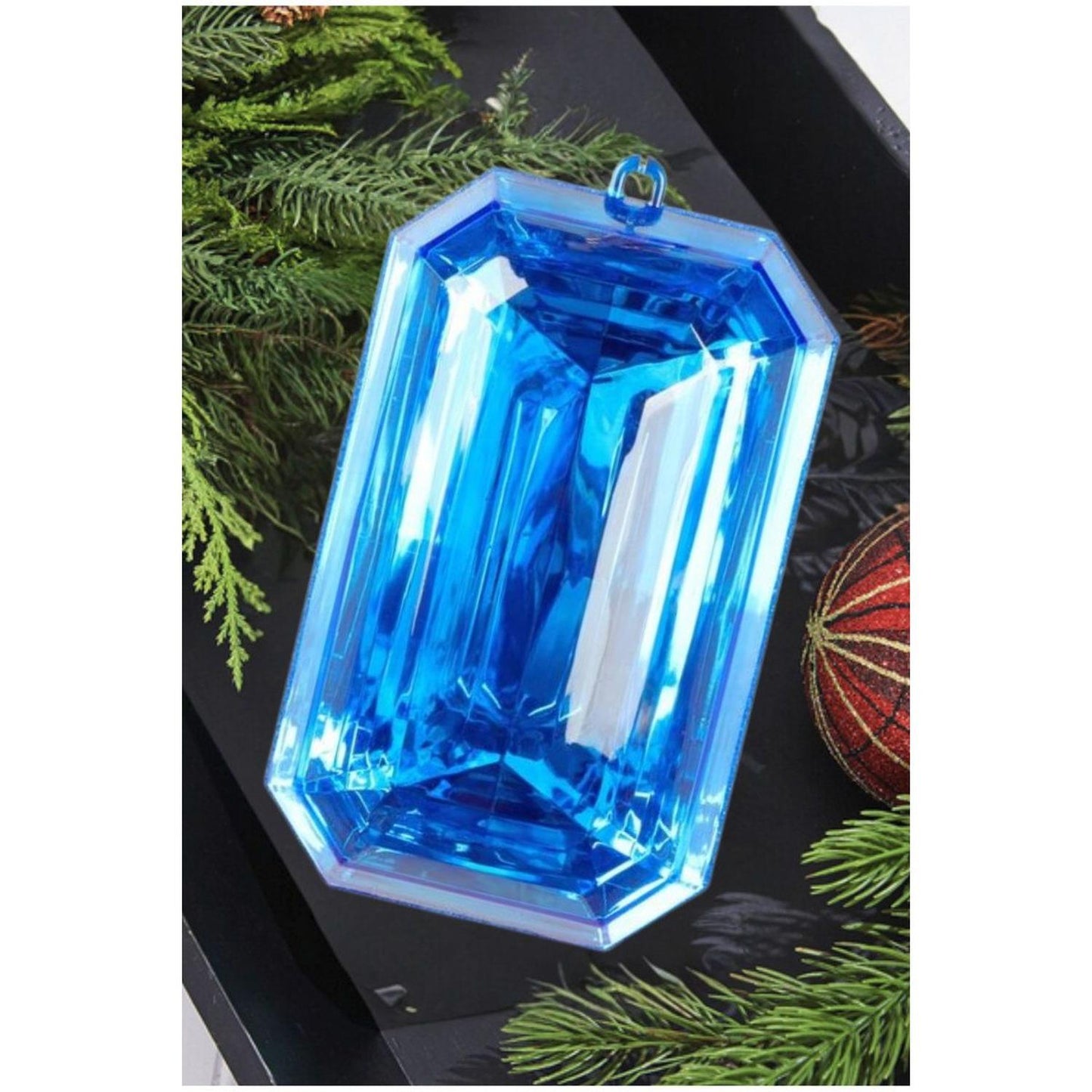 8" Acrylic Rectangle Jewel Ornament: Blue