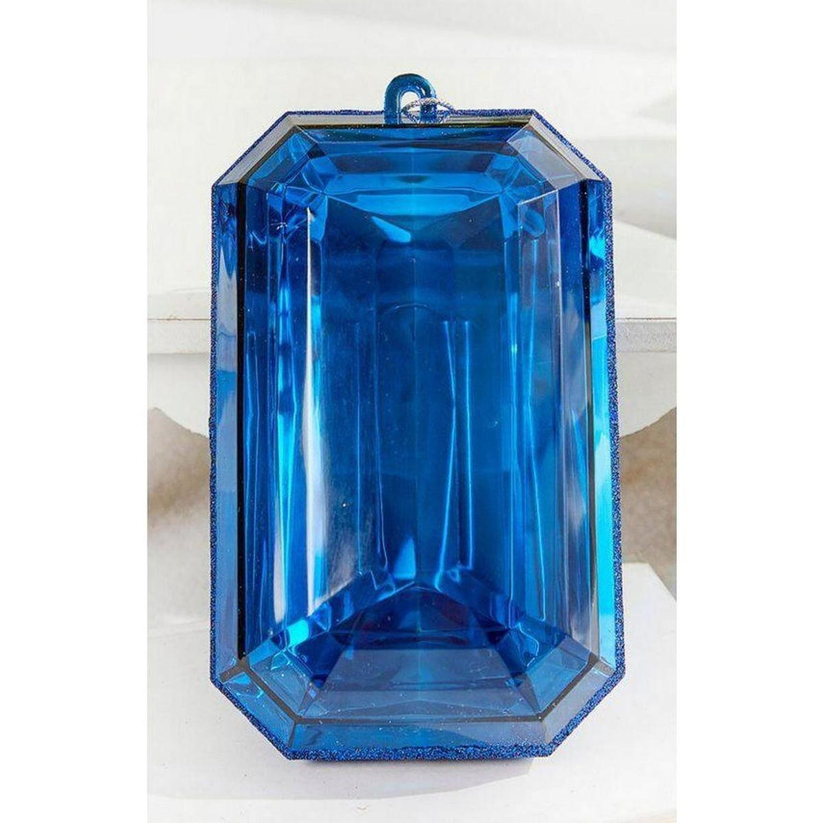 8" Acrylic Rectangle Jewel Ornament: Blue (Set of 2)
