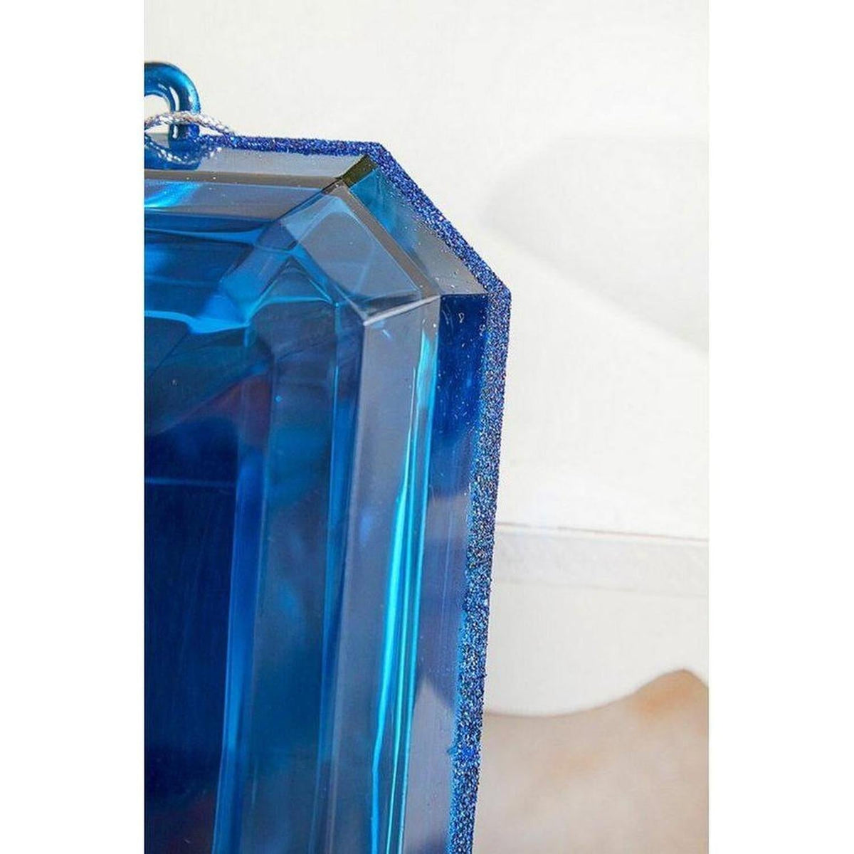 8" Acrylic Rectangle Jewel Ornament: Blue (Set of 2)