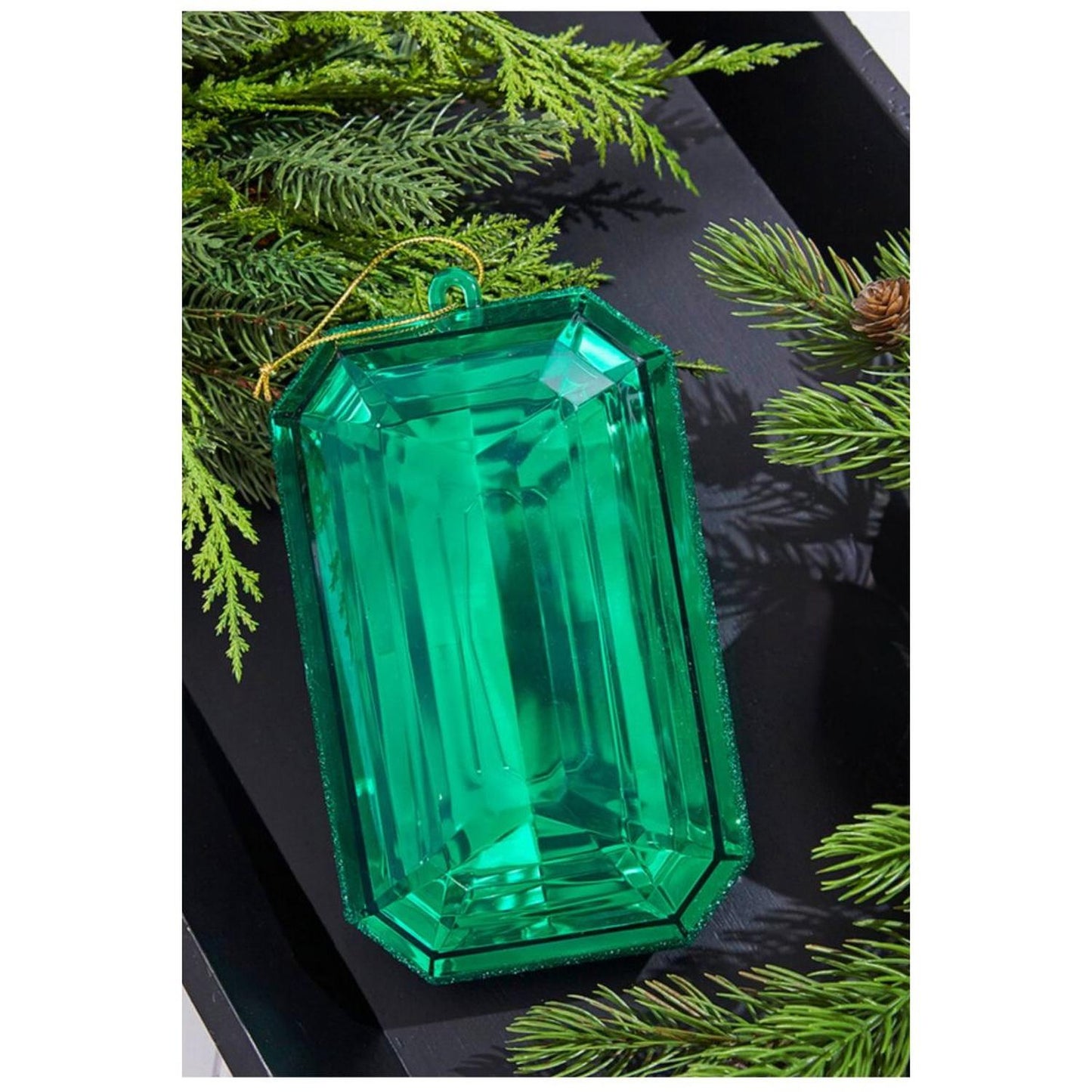 8" Acrylic Rectangle Jewel Ornament: Emerald Green