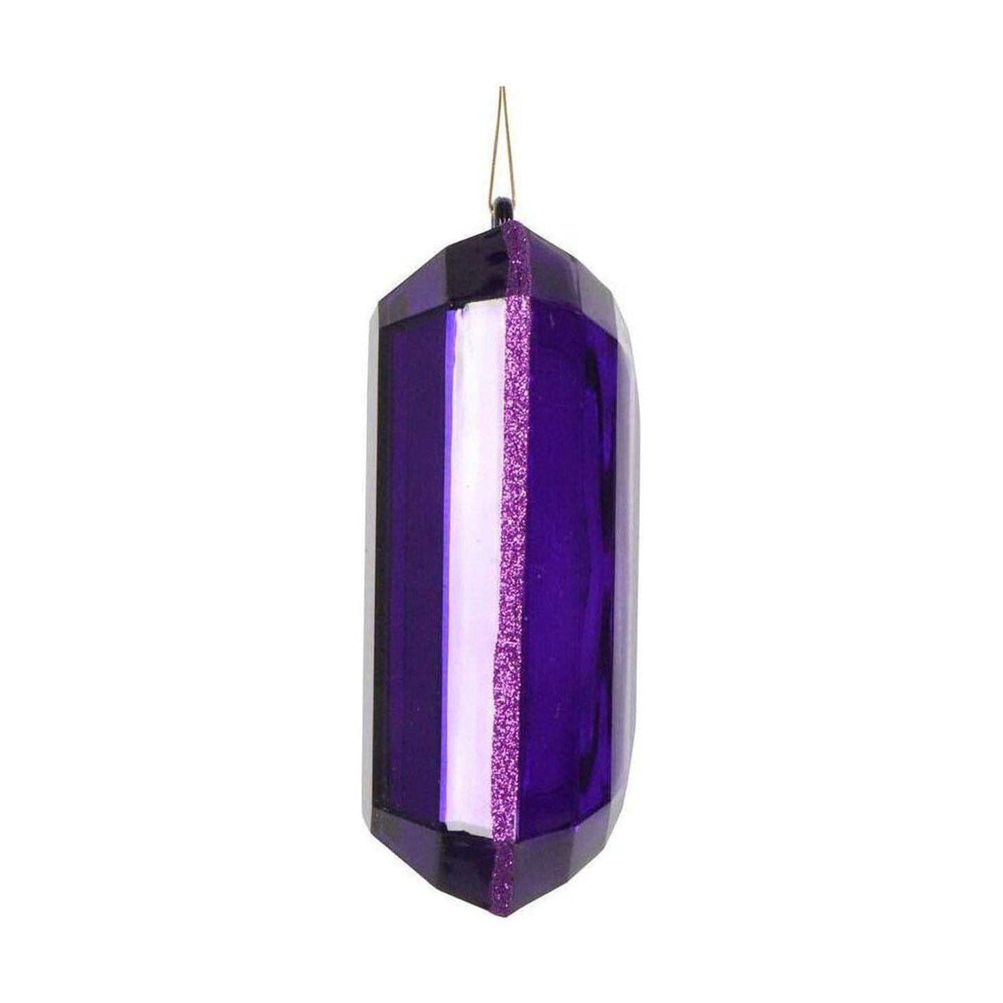 8" Acrylic Rectangle Jewel Ornament: Purple (Set of 2)
