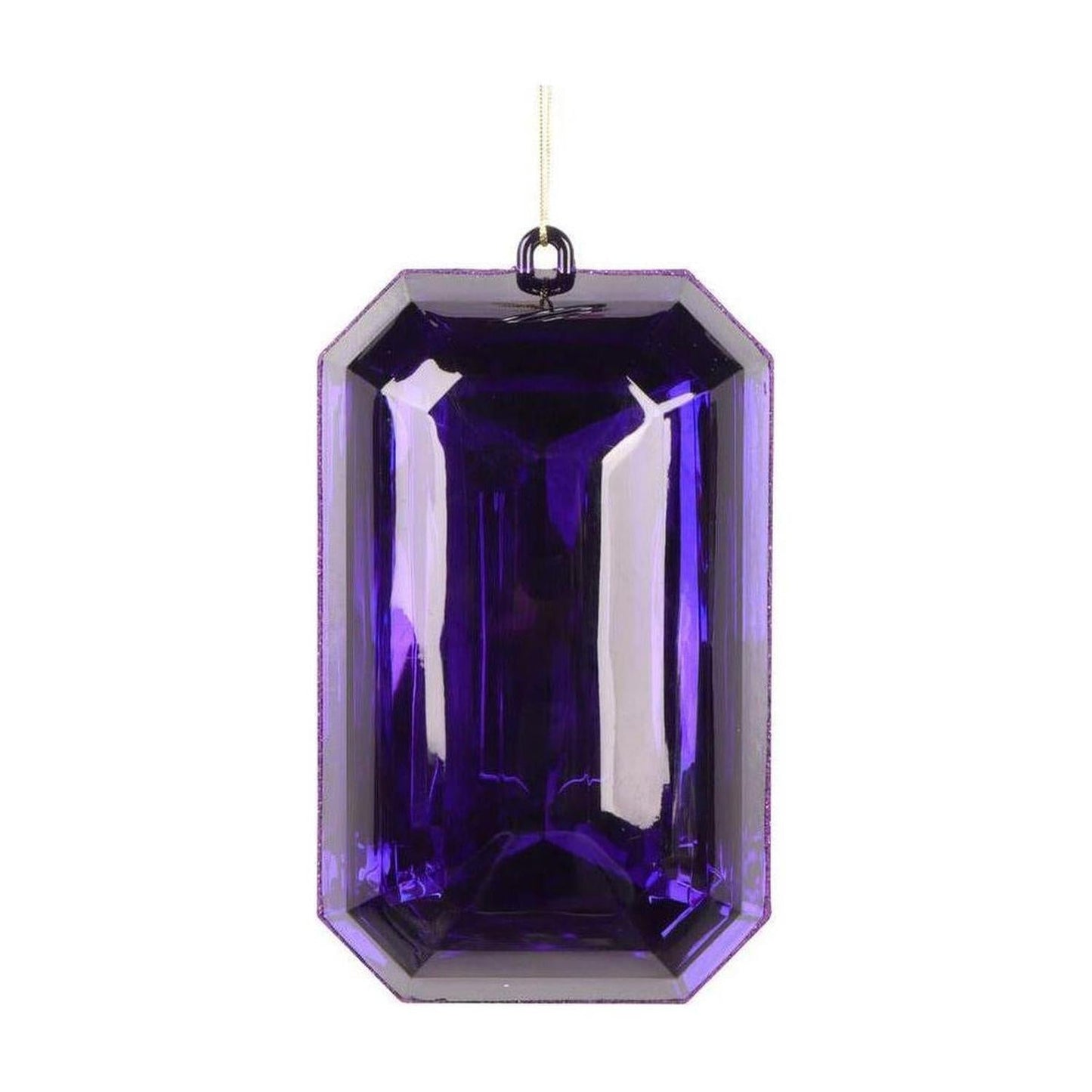 8" Acrylic Rectangle Jewel Ornament: Purple (Set of 2)