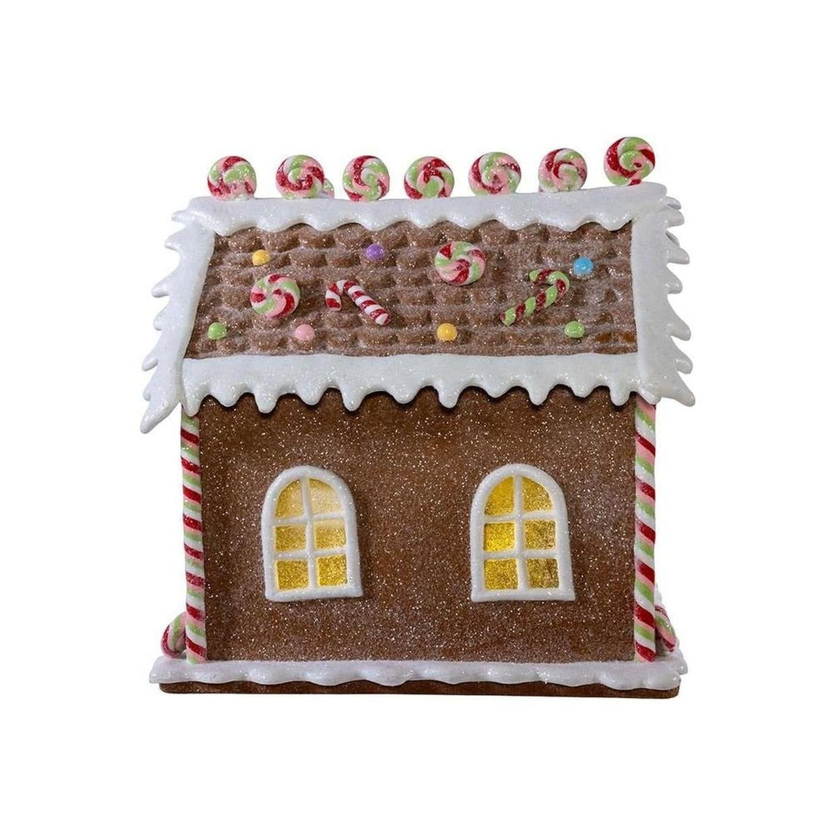 8" LED Lighted Gingerbread Lollipop Shop