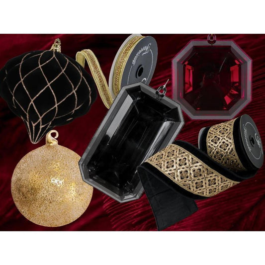 8" Acrylic Rectangle Jewel Ornament: Black