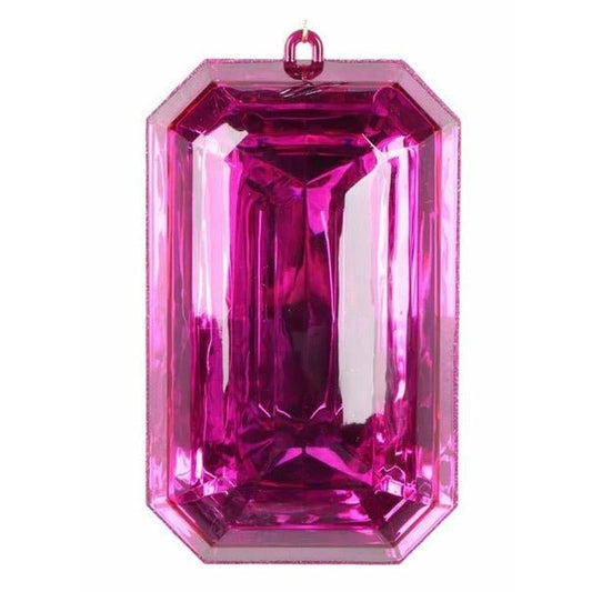 8" Acrylic Rectangle Jewel Ornament: Fuchsia