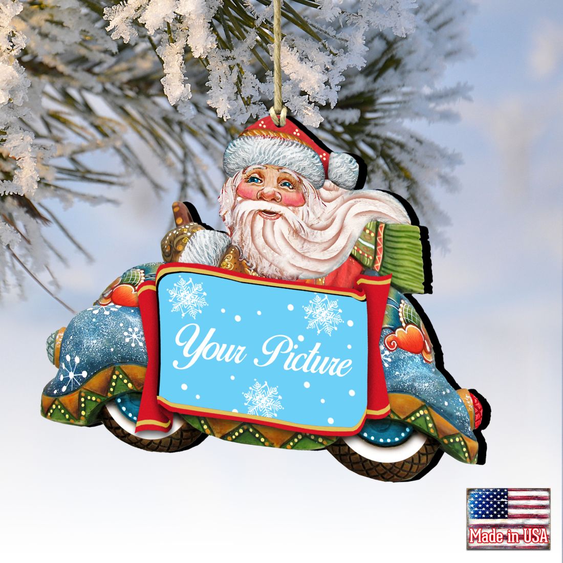 Merry Christmas Santa Picture Frame Ornaments - Ornament for Photo - Christmas Santa Snowman Décor - 8112045-2PF
