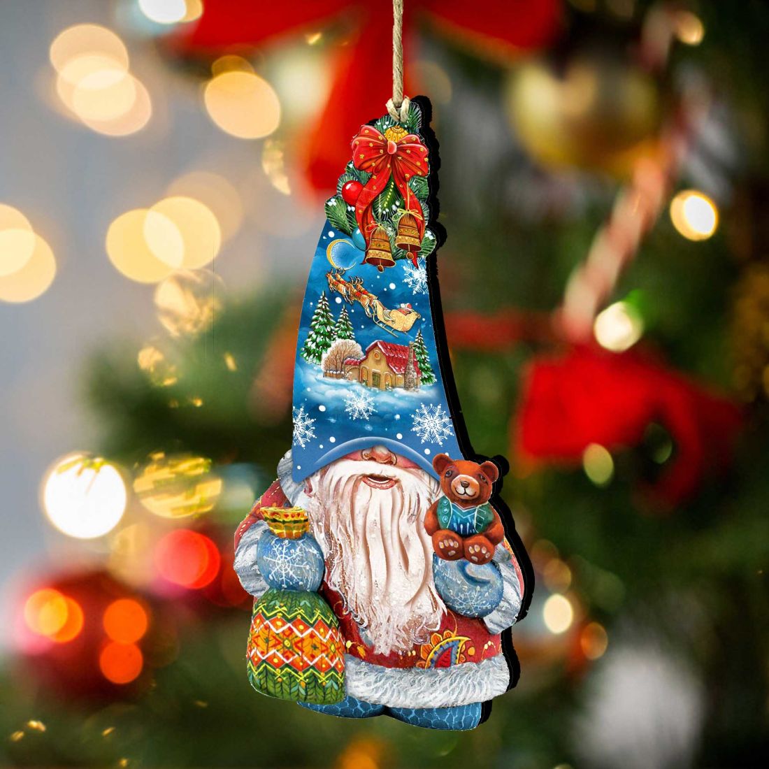 Christmas Gnome Dwarf Wooden Ornaments by G. DeBrekht - Christmas Decor - 8611012