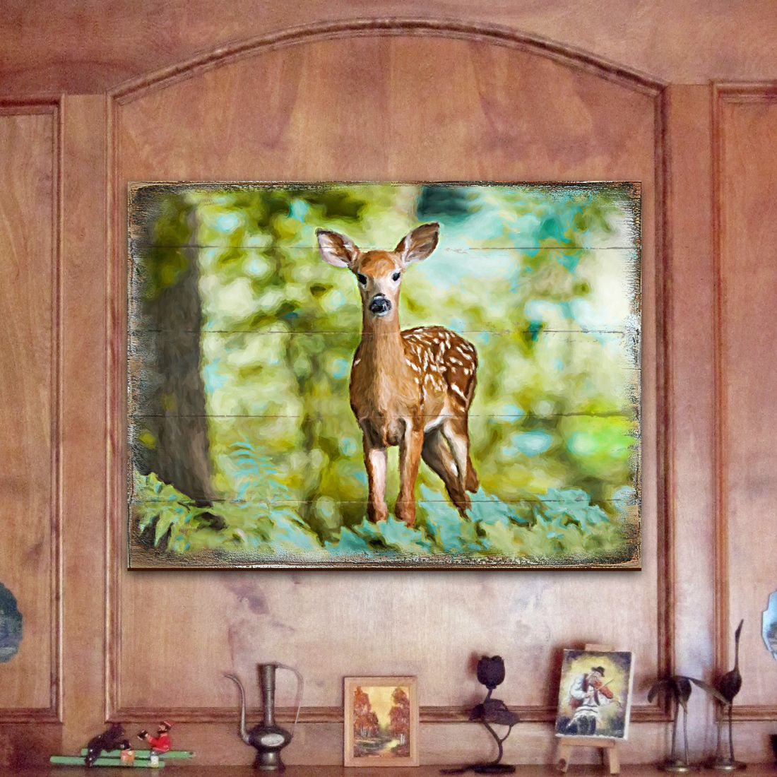 Forest Deer Art Wooden Wall Art by Nature Wonders - Nature Wildlife Decor  - 95290B