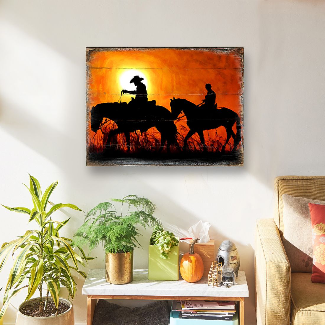 Scheffler Cowboys Art Wooden Wall Art by Nature Wonders - Nature Wildlife Decor - 95230B