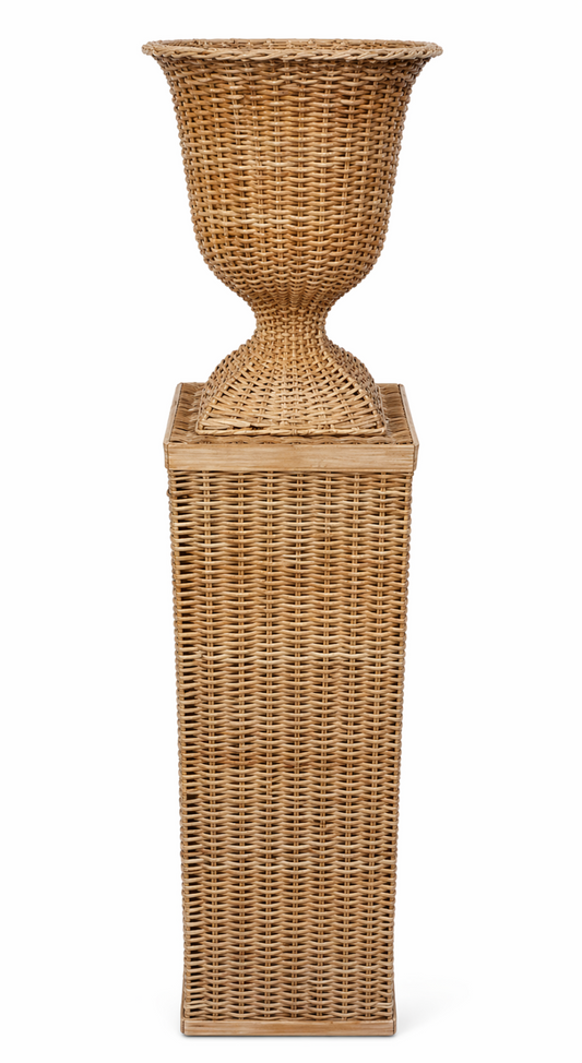 a wicker object with a round top