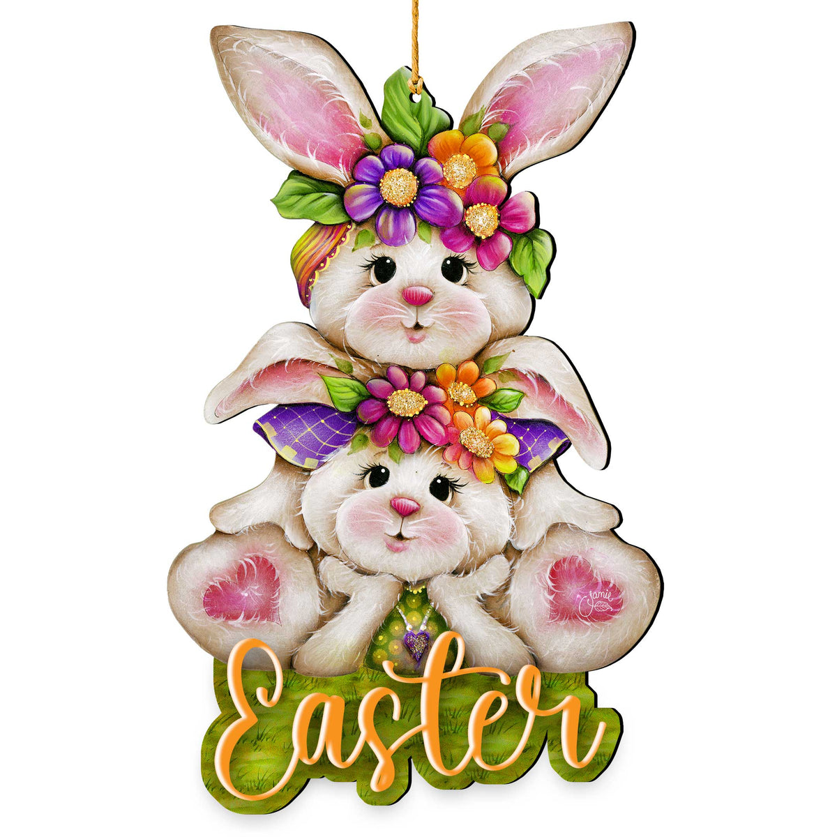 Handcrafted Easter Tree Decor - Easter Bunny Wooden Ornaments - Spring Home Decorations by J. Mills-Price - 8652829