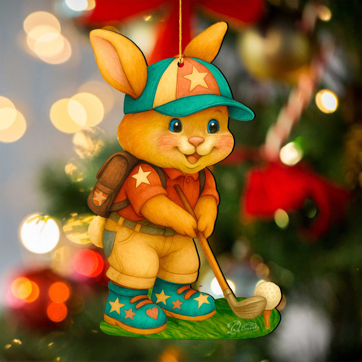 Golfing Bunny Wooden Ornaments - Easter Spring Decoration - Easter Gift by G. Debrekht - 8652853