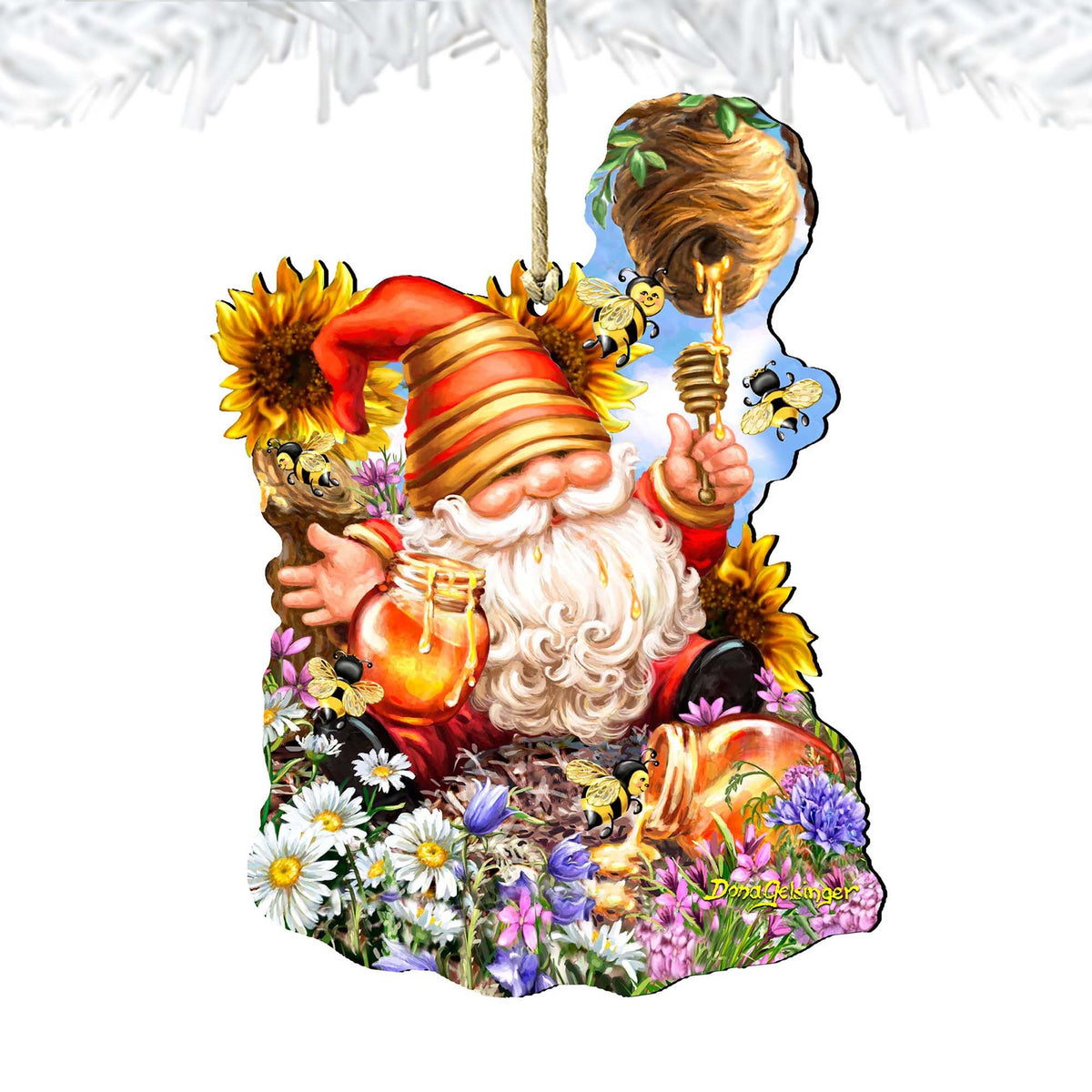 Honeycomb Gnome Dwarf Wooden Ornaments by Gelsinger - Easter Spring Decor - 8461061-DG