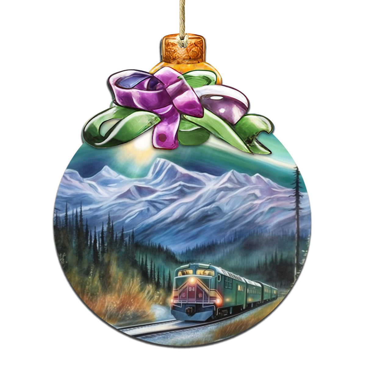 Aurora Borealis Railway Wooden Ornaments by G.Debrekht - Wildlife Holiday Décor - 870017