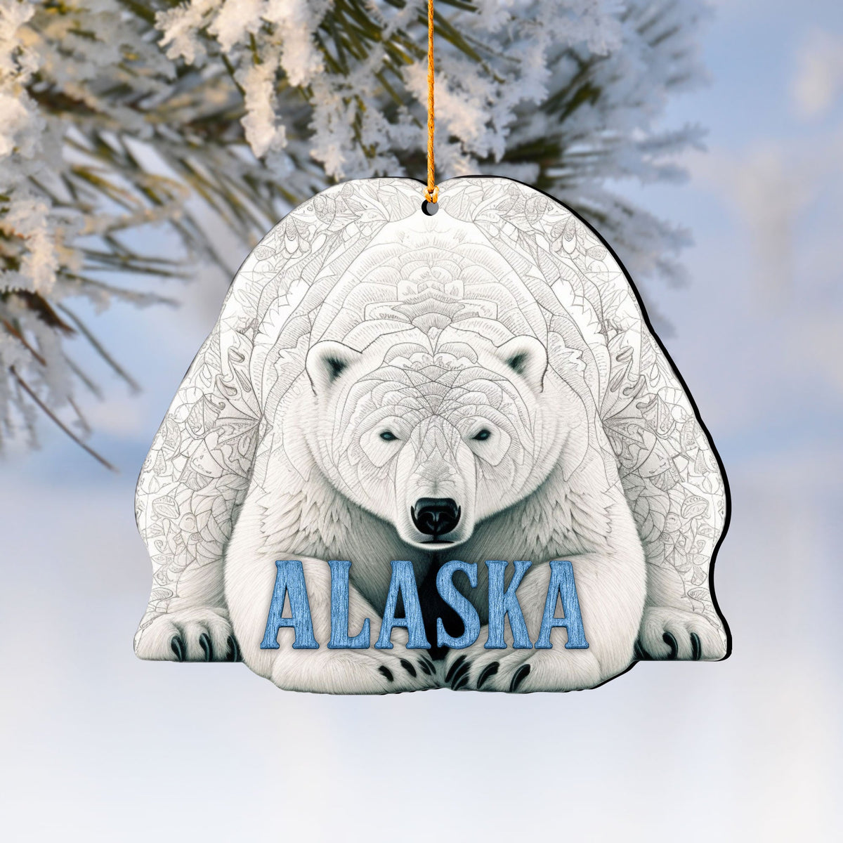Alaska Polar Bear Wooden Ornament – “The Great Land” Keepsake Decor by G. DeBrekht - Wildlife Holiday Décor - 8710136