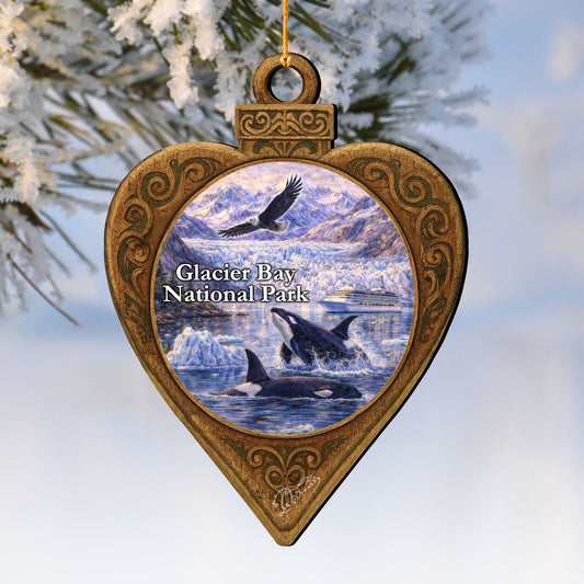 Glacier Bay National Park Wooden Ornament – Alaska Wildlife Décor by G. DeBrekht - Wildlife Holiday Décor - 8710151