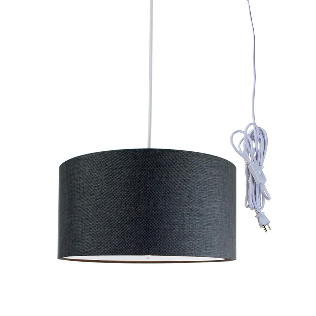 16"W 2 Light Swag Plug-In Pendant  Granite Gray with Diffuser White Cord