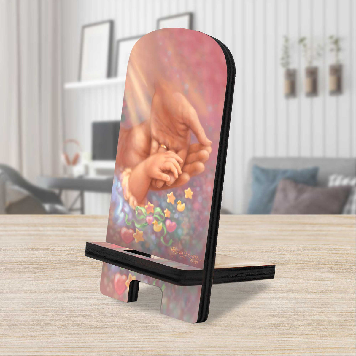 Little Miracle Cell Phone Stand Family Décor Wood Mobile Tablet Holder Charging Station Organizer - 892084-DG