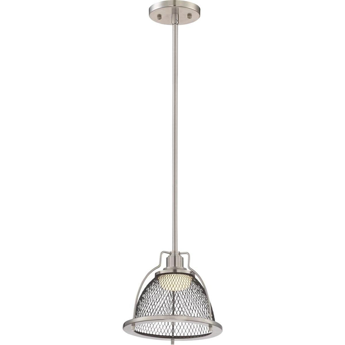 8"W Tex 1-Light Pendant Brushed Nickel / Black