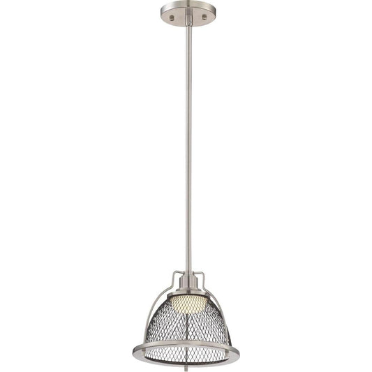 8"W Tex 1-Light Pendant Brushed Nickel / Black