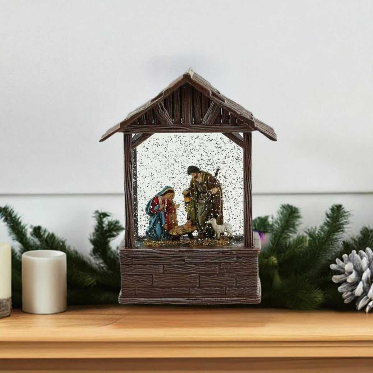 8.25" Nativity Scene Water Lantern