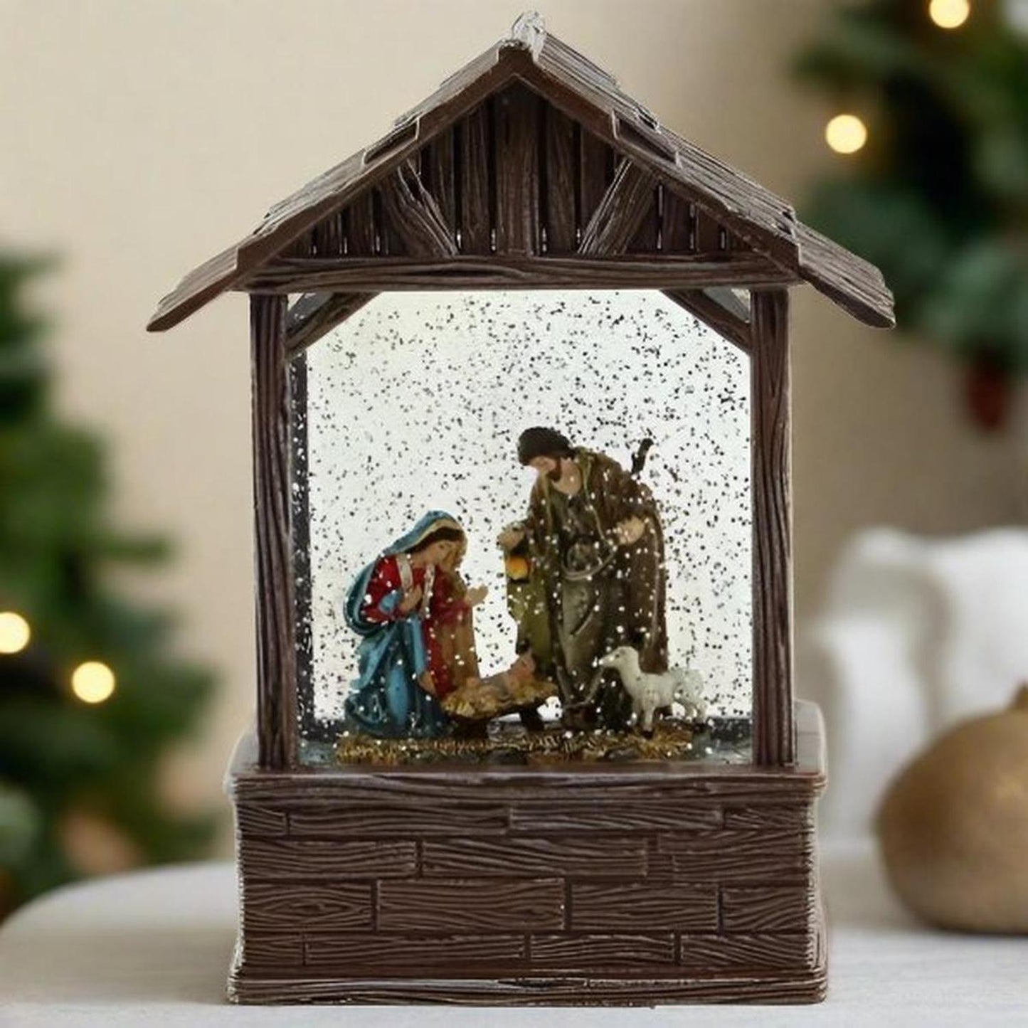 8.25" Nativity Scene Water Lantern